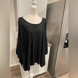 PLANET by Lauren G linen cotton blend cold shoulder open cardigan kimono blouse